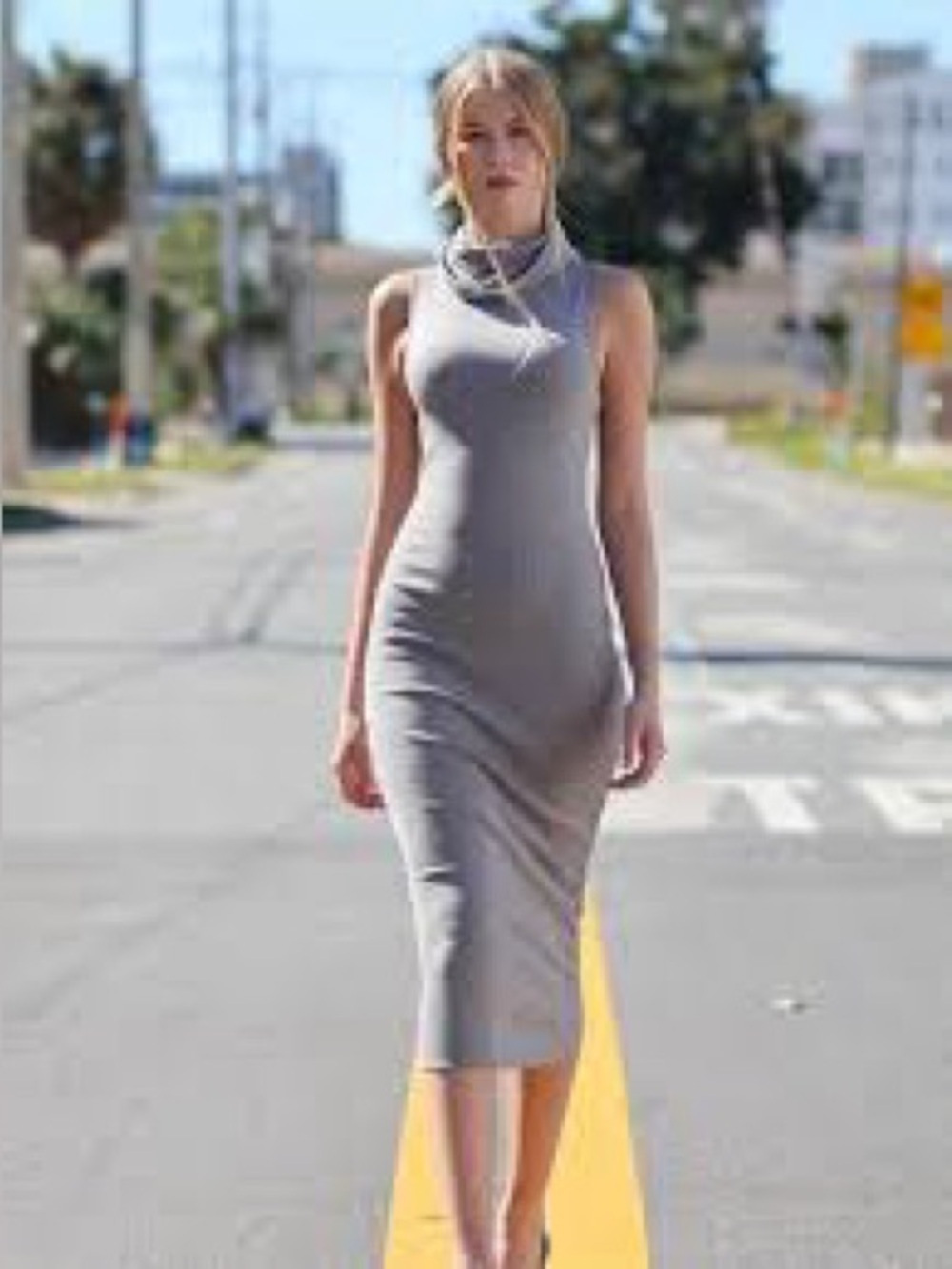 ⭐️ 5 for 20$! ⭐️ Grey Stretchy Cowl Neck Bodycon Dress by Revamped